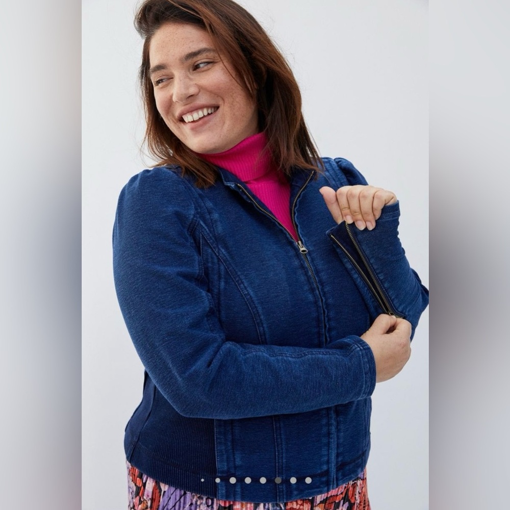 Anthropologie Plus Pilcro Anita Crop Stretch Denim Jacket Indigo Size 1X NWT